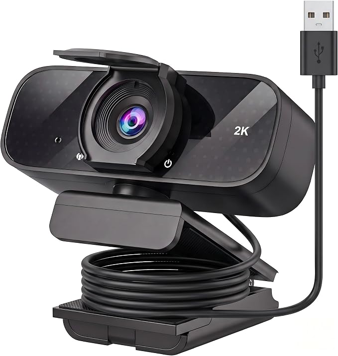 TRAUSI Wide-Angle HD USB Webcam with Privacy Shutter, Auto Light Correction, Clear Mic, Compatible with Desktop, Laptop, Mac by Unknown