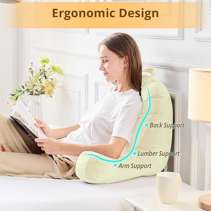 Sasttie Reading Pillow for Bed, Back Pillow for Sitting Up, Cream | 18" Backrest Support Cushion for Couch, Sofa, and Floor, Dorm Essentials, OEKO-TEX, Adjustable Down Alternative Fill - Image 5