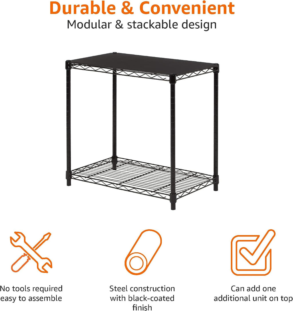 Amazon Basics 2-Shelf Stackable Storage, 13.3" D x 23.2" W x 22.2" H, Black - Image 3