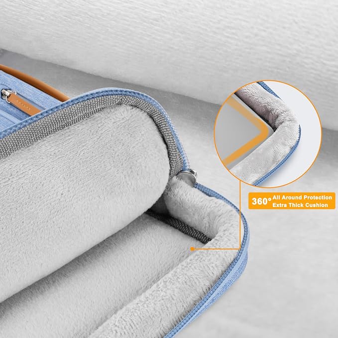 MOSISO 360 Protective Laptop Case 16 inch, 15-15.6 inch Laptop Sleeve | Compatible with MacBook Pro 16, HP Acer Dell Lenovo ASUS, Side Open Carrying Case with 4 Zipper Pockets, Sky Blue - Image 3
