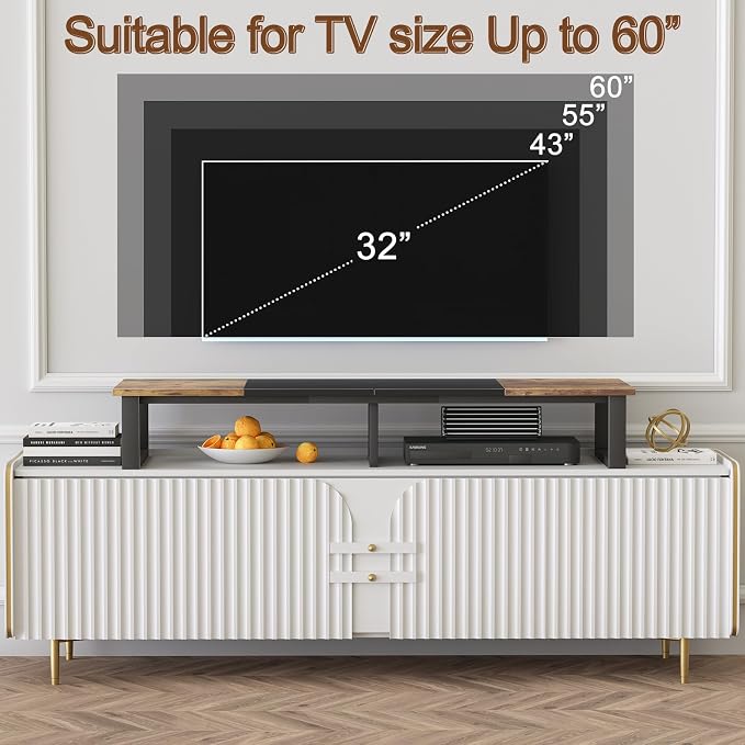 aboxoo 45" TV Riser Stand for 32-60 Inch TV, TV Shelf with Steel Legs | Brown TV Riser Stand with Storage, Tabletop TV Riser for Home Living Room, Study Office, Fit TV, Monitor, Laptop - Image 7