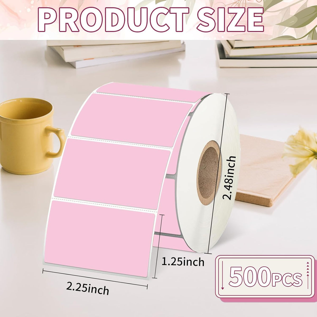 Starboling 2.25" x 1.25" Pink Direct Thermal Labels,Self-Adhesive Printer Label for Address,Logo,Shipping,Barcodes,QR Code - Image 2