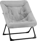 Comfy Saucer Chair for Adults, Soft Faux Fur Bedroom Chair, Accent Dorm Chairs, Flexible Living Room Reading Chairs, Oversized Folding Seat for Teens, X-Large, Grey by Mordchil HF