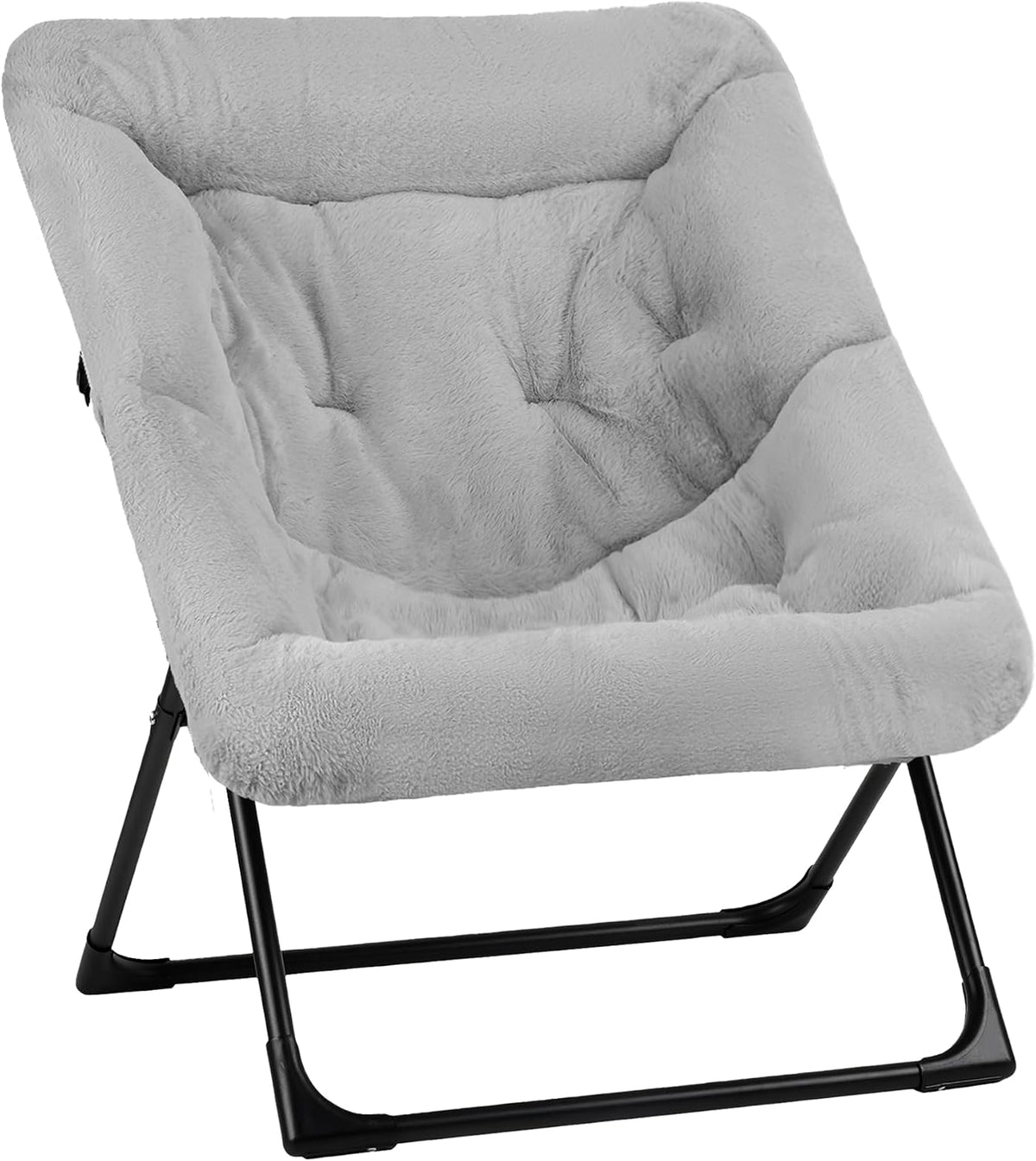 Comfy Saucer Chair for Adults, Soft Faux Fur Bedroom Chair, Accent Dorm Chairs, Flexible Living Room Reading Chairs, Oversized Folding Seat for Teens, X-Large, Grey by Mordchil HF