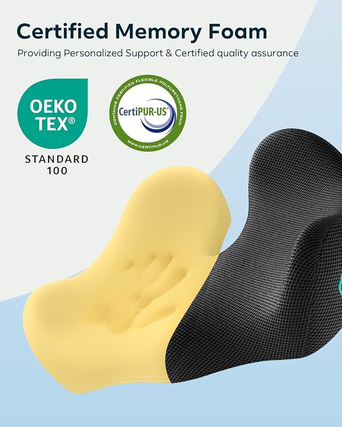 Seat Cushion for Office Chair - Memory Foam Tailbone Cushion | for Desk Chair, Car Seat and Wheelchair - Ergonomic Chair Pad for Hip and Lower Back Comfort - Image 6