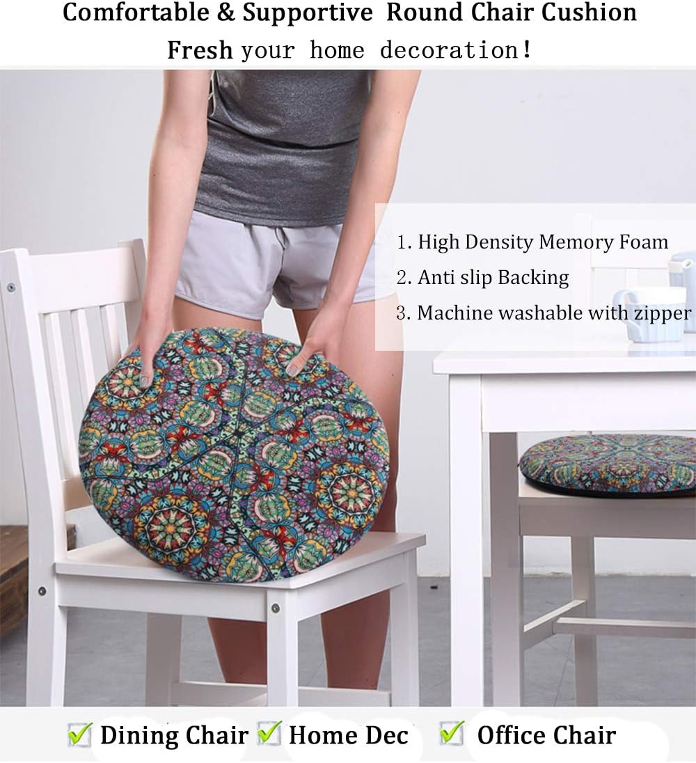 Sigmat Memory Foam Seat Cushion Anti-Slip Soft Round Stool Cushion Chair Pad 20 Inch Graphic - Image 2