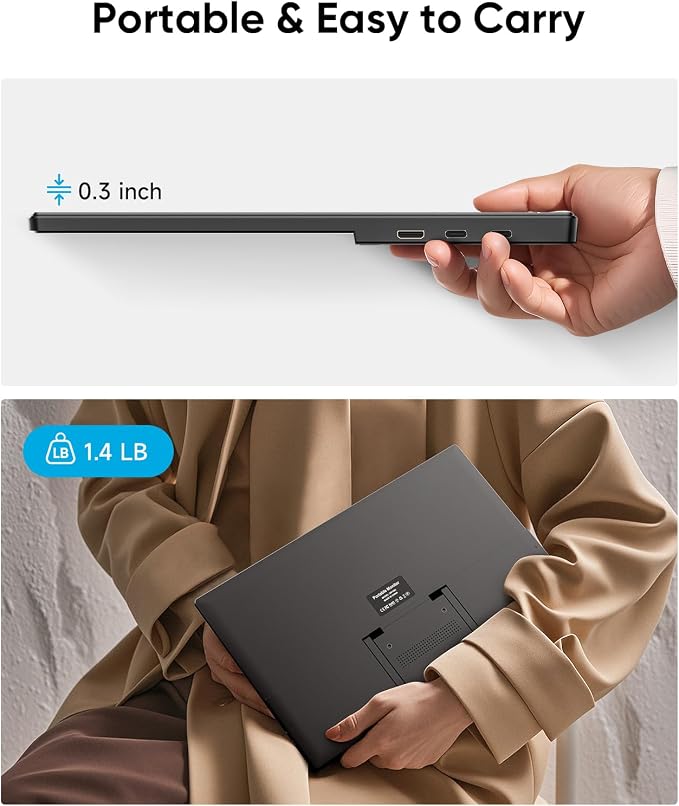 Dopesplay 15.6" Portable Monitor, FHD 1080P Laptop Screen Extender | Built-in kickstand, 75x75mm VESA. Slim IPS HDR display with speaker, Dual USB-C & HDMI, For PC/Mac/Phone/PS/Xbox/Switch - Image 7