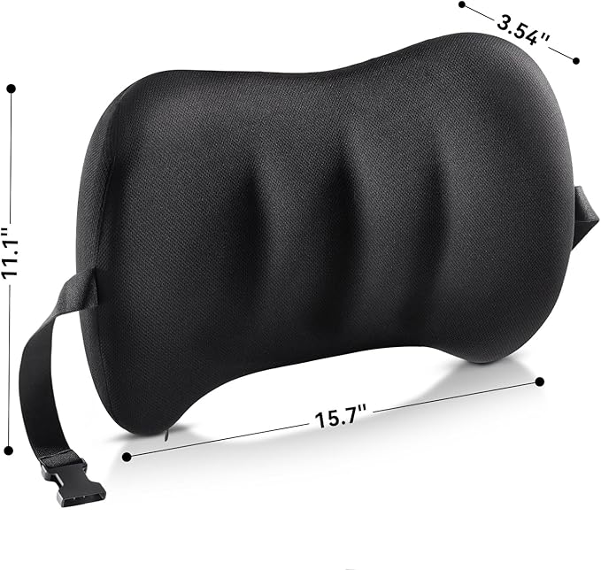 Lumbar Support Pillow for Car Seat and Office Chair, Memory Foam Back Cushion with Breathable Cover and Adjustable Straps for Driving, Ergonomic Orthopedic Back Rest Lower Back Support, Black - Image 5