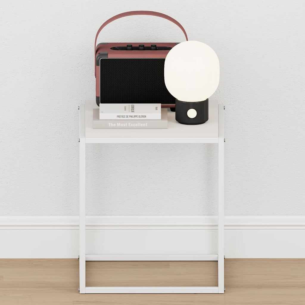 Furinno Moretti Night Stand, 1-Tier Stackable Metal Frame Nightstand, Side Table, End Table, Toolless Assembly, for Living Room, Bedroom, Solid White - Image 4