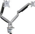 Mount-It! (MI-1772) Dual Monitor Arm Mount Desk Stand Two Articulating Gas Spring Height Adjustable Arms | Fits Up To 32" VESA 75 100 Compatible Screens | C-Clamp and Grommet Bases (Silver) by Mount-It