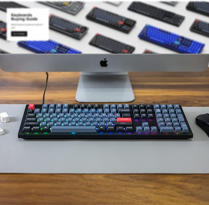 Keychron V6 Wired Custom Mechanical Keyboard, Full-Size QMK/VIA Programmable Macro with Hot-swappable Keychron K Pro Red Switch Compatible with Mac Windows Linux (Frosted Black-Translucent) | QMK Programmable with Hot-swappable Keychron Red Switch Comp... - Image 7