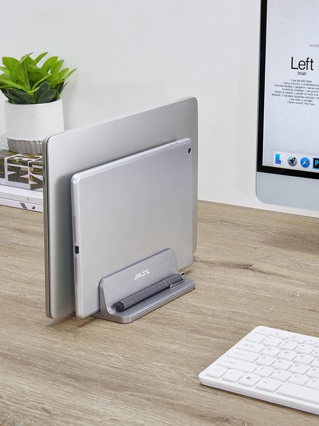 JARLINK Double Vertical Laptop Stand, Adjustable Aluminum Desk Dock, Black | Vertical Laptop Holder Fits up to 17.3" Notebooks, Space-saving Desktop Organizer for MacBook, Surface, Dell & Gaming Laptops - Image 5