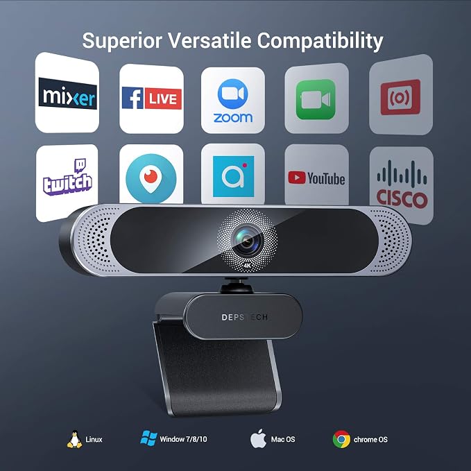 DEPSTECH 4K Webcam, DW49 HD 8MP Equipped with Sony Sensor Autofocus Webcam with Microphone, Privacy Cover, Plug Play USB Computer Web Camera for Pro Streaming/Online Teaching/Video Calling/Zoom/Skype | Privacy Cover, Plug Play USB Computer Web Camera f... - Image 7