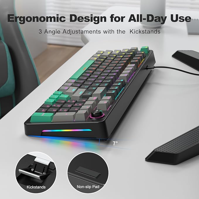 AK96 Mechanical Keyboard Smart Display & Knob, Top Mount 96% Wired Mechanical Keyboard USB-C, Hot Swappable, Software Support, Creamy Sounding, 96 Keys (Black) - Image 3