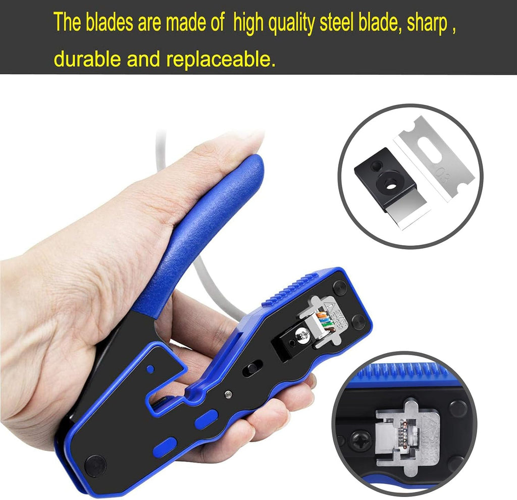 RJ45 Crimp Tool Pass Through Crimper Cutter for Cat6a Cat6 Cat5 Cat5e 8P8C Modular Connector Ethernet Crimper Tool - Image 5