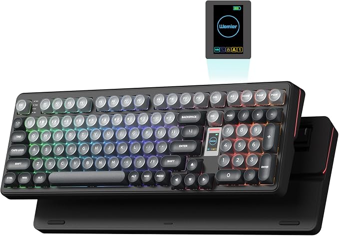 Keymatic Foundation Mechanical Keyboard,98% Pink Creamy Keyboard Gaming Keyboard,3 Mode with Multimedia Screen,RGB Backlit,Jelly MOA Profile keycaps for Win/Mac,Grey by Unknown