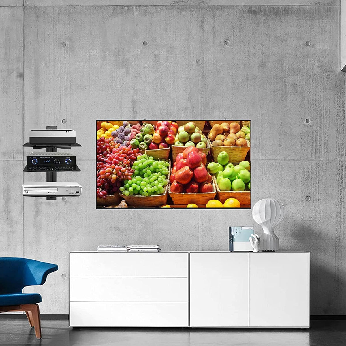 Suptek Glass TV Wall Mount with DVD Shelf and PS4 Support, 3-Tier CS303 - Image 7