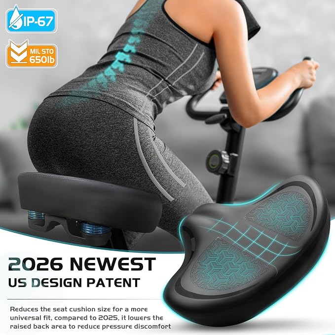 Noseless Bike Seat Cushion for Men & Women - Extra Padding & Comfort Wide Bicycle Seat, Oversized Comfortable Saddle for Peloton Bikes, Exercise Bikes, Electric Bikes, Cruiser Bikes - Image 3