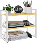 YINMIT Desktop Shelf Organizer, 2 Tier Office Shelves, Wood Desk Organizer Storage Rack and Freestanding Display Shelf for Office, Dormitory, Home (White Wood) by YINMIT