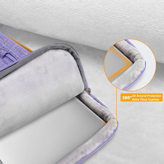 MOSISO 360 Protective Laptop Case 16 inch, 15-15.6 inch Laptop Sleeve | Compatible with MacBook Pro 16, HP Acer Dell Lenovo ASUS, Side Open Carrying Case with 4 Zipper Pockets, Purple - Image 3