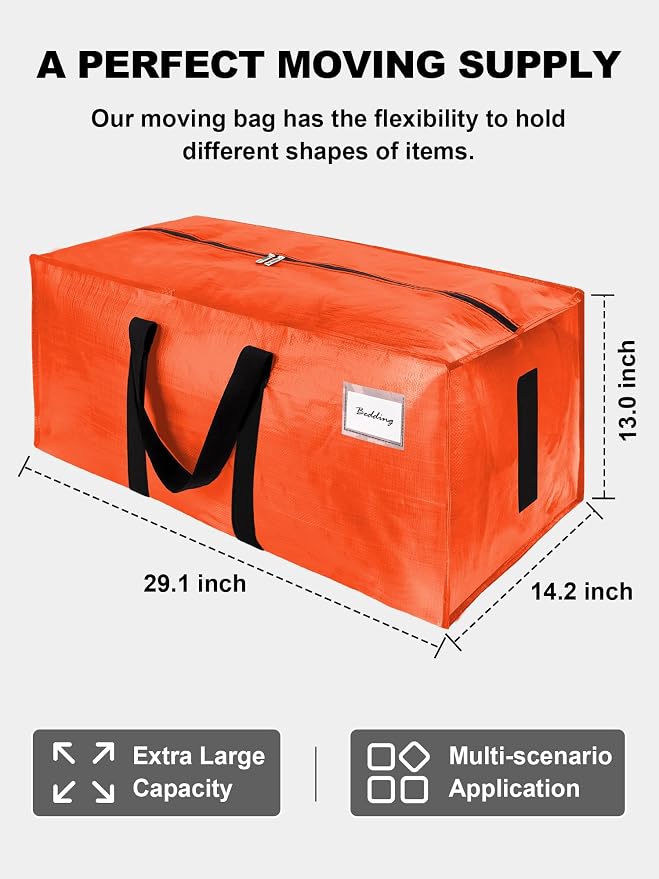 HOMESURE Supports 200lbs Heavy Duty Moving Bags - Strong Zipper & Wrap-Around Handles - Water-Resistant Storage Totes, Durable Alternative to Moving Boxes- 40 Pack -Multi-Color System for Easy Sorting - Image 4