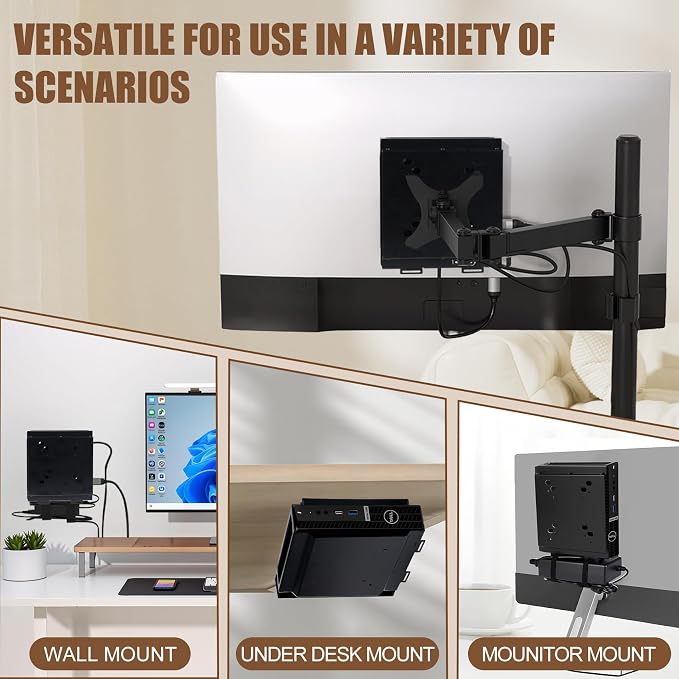 Dual VESA Mount for Dell OptiPlex Micro,Wall Dual VESA and Under Desk Mount Fits Dell Micro Pro,Plus MFF,Support VESA Dell Micro Mount for Monitor Arms and Wall Mounts with 75x75mm&100x100mm Mounting - Image 4