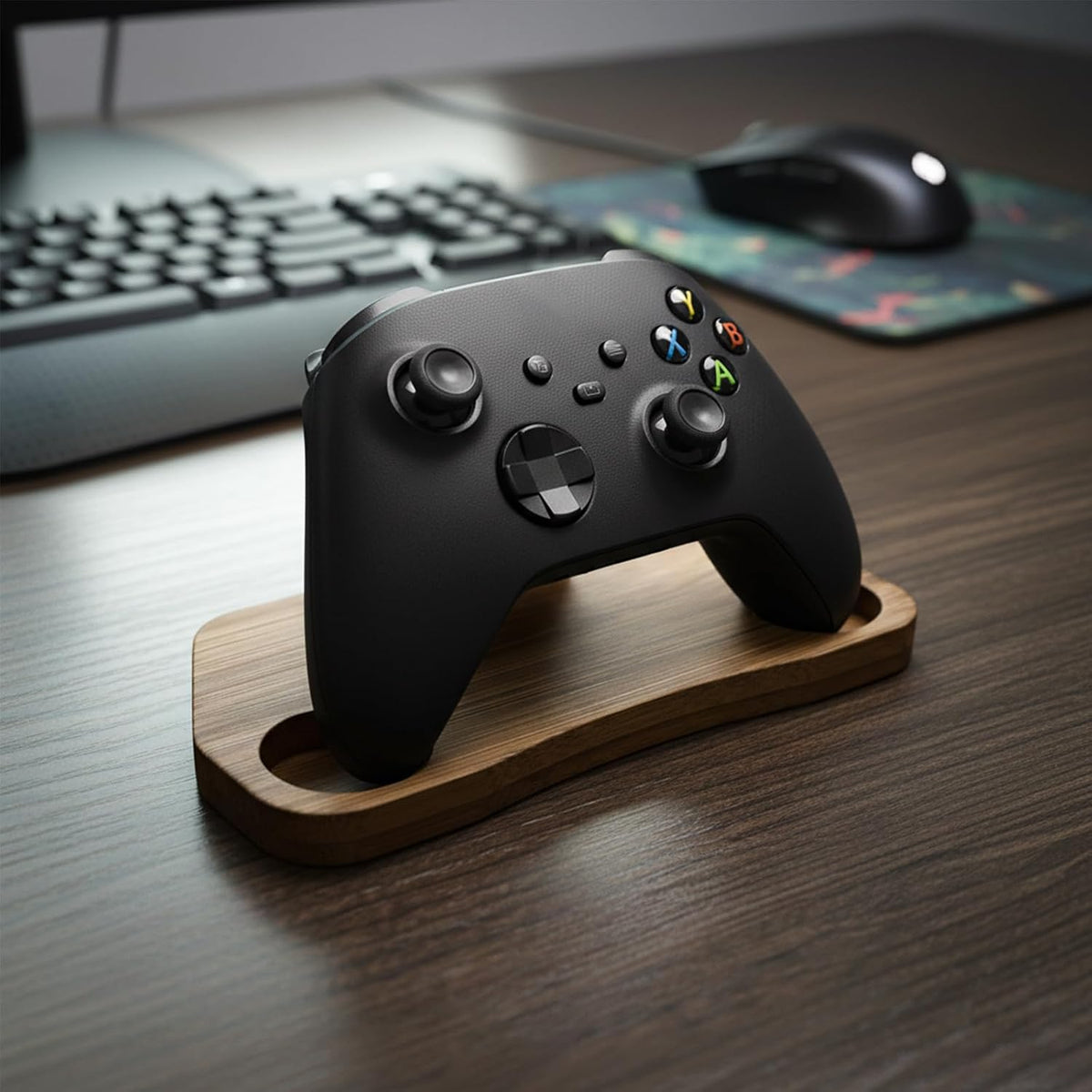 Bamboo Controller Holder Stand Compatible with PS4, PS5, Xbox Series X/S, Switch Pro, 8BitDo Pro 2, Universal Desk Game Accessories (Dark Brown) - Image 5