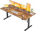 Agilestic 71*32 Inch Height Adjustable Electric Standing Desk, Rustic Brown | Sit Stand Up Computer Desk, Memory Presets, Stable Steel Frame,154 lbs, Easy Assembly, Splice Board, Long desk, Home Office by Agilestic