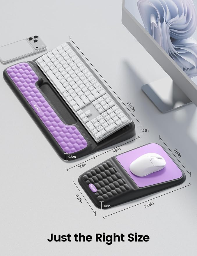 Vaydeer Keyboard Stand and Mouse Pad Set with Wrist Rest, Computer Wrist Support Pad, Soft Memory Foam Desk Cushion, Ergonomic Keyboard Riser Holder Lift with Wrist Support for Office, Gaming, Red - Image 7