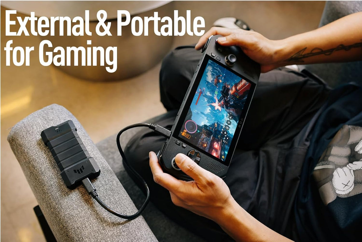 ASUS TUF Gaming A1 External M.2 NVMe SATA PCIe SSD Enclosure - USB-C, M.2 Q-Latch for Easy Installation, Drop Resistance, IP68 Water and dust Resistance, PS5 and Xbox Support,Black, 1 Year Warranty - Image 7