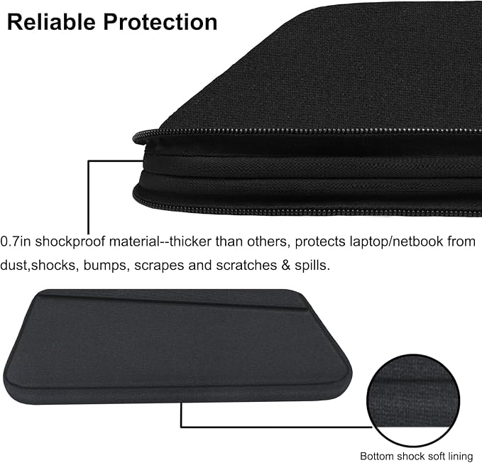 Laptop Sleeve Case 17 inch, Durable Computer Carrying Bag with Front Pocket | Laptop Case, Computer Sleeve Handbag with Front Pocket, Laptop Cover for 15-16 Inch HP, Dell, Lenovo, Asus, Notebook, Black - Image 4