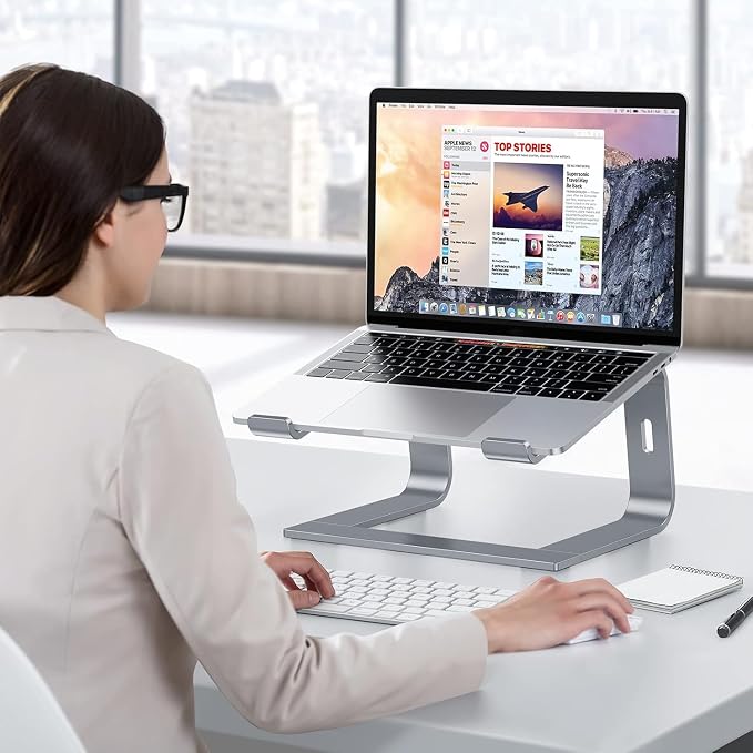 OMOTON Laptop Stand, Detachable Mount for MacBook Air/Pro Dell HP Grey | 11-17" Laptop Holder for Desk, Notebook Computer Mount, Lightweight Cooling for Desk, Ergonomic Home Office - Image 7