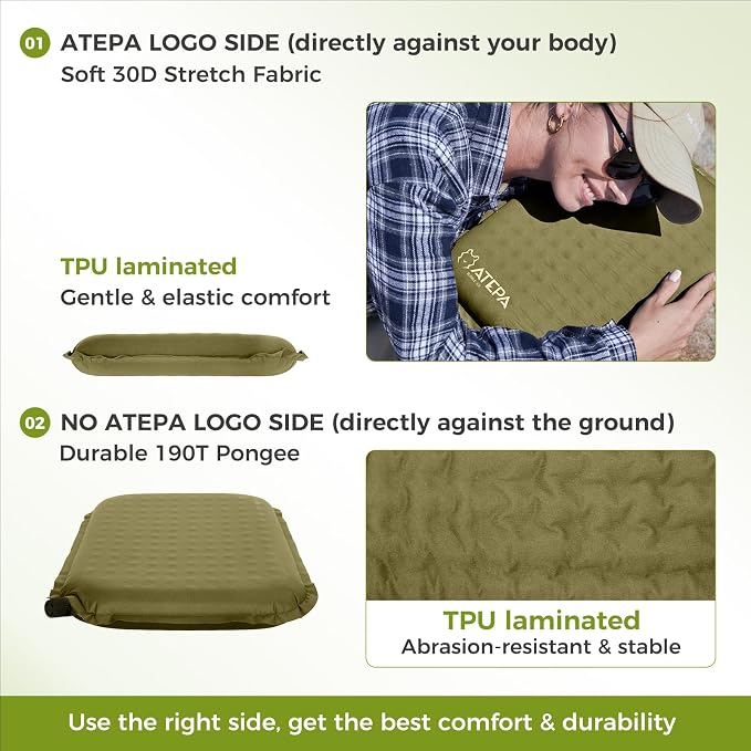 ATEPA Inflatable Seat Cushion | 2" & 2.5" Foam Core Seat Pad, Self Inflating, Compact, Stadium, Airplane, Travel, Camping, Hiking, Sports events - Image 6