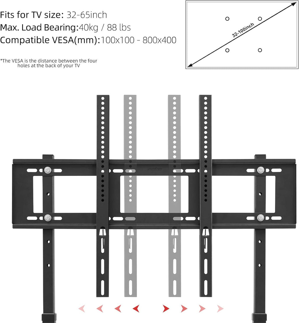 unho Against The Wall TV Stand Floor for 32-85 inch TVs No Drilling - Image 5