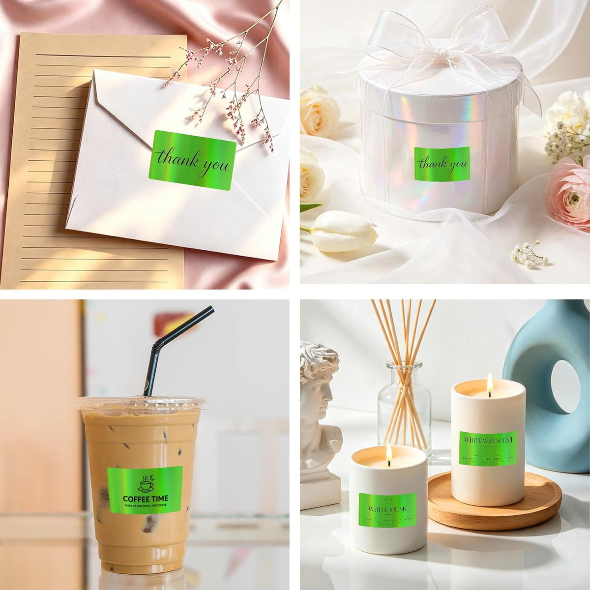 2.25"x1.25" Thermal Labels, Holographic Green Thermal Labels- Strong Adhesive Thermasl Stickers for Small Business, Shipping, Mailing, Price Tag, Non BPA&BPS/ 300 Labels - Image 3