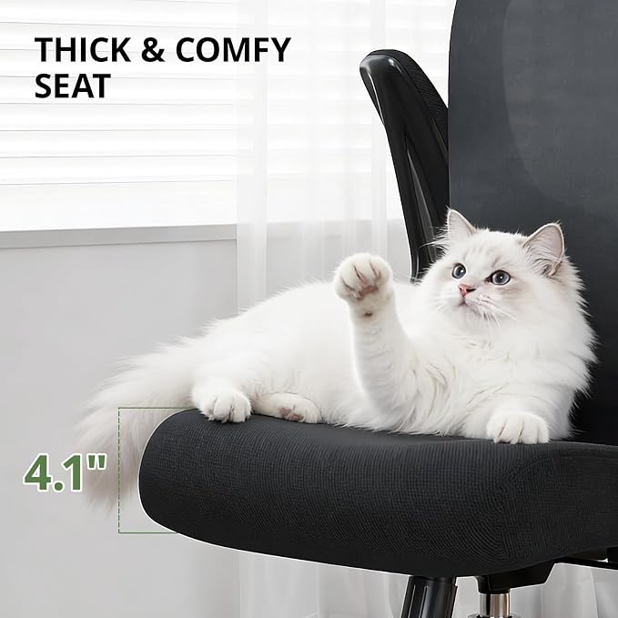 Office Chair 330 lbs Capacity, Ergonomic Breathable Mesh Desk Chair with Lumbar Support & Flip-Up Armrest, High Back Computer Chair for Home Office, Black - Image 6