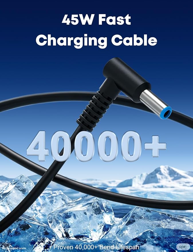 45W 19.5V 2.31A Laptop Charger for HP Stream 14 13 11, Pavilion x360 15, EliteBook 840 G3 G4, ProBook, Chromebook 11 EE - AC Adapter Power Supply Cord with Durable Blue Tip L-Shape Connector - Image 3