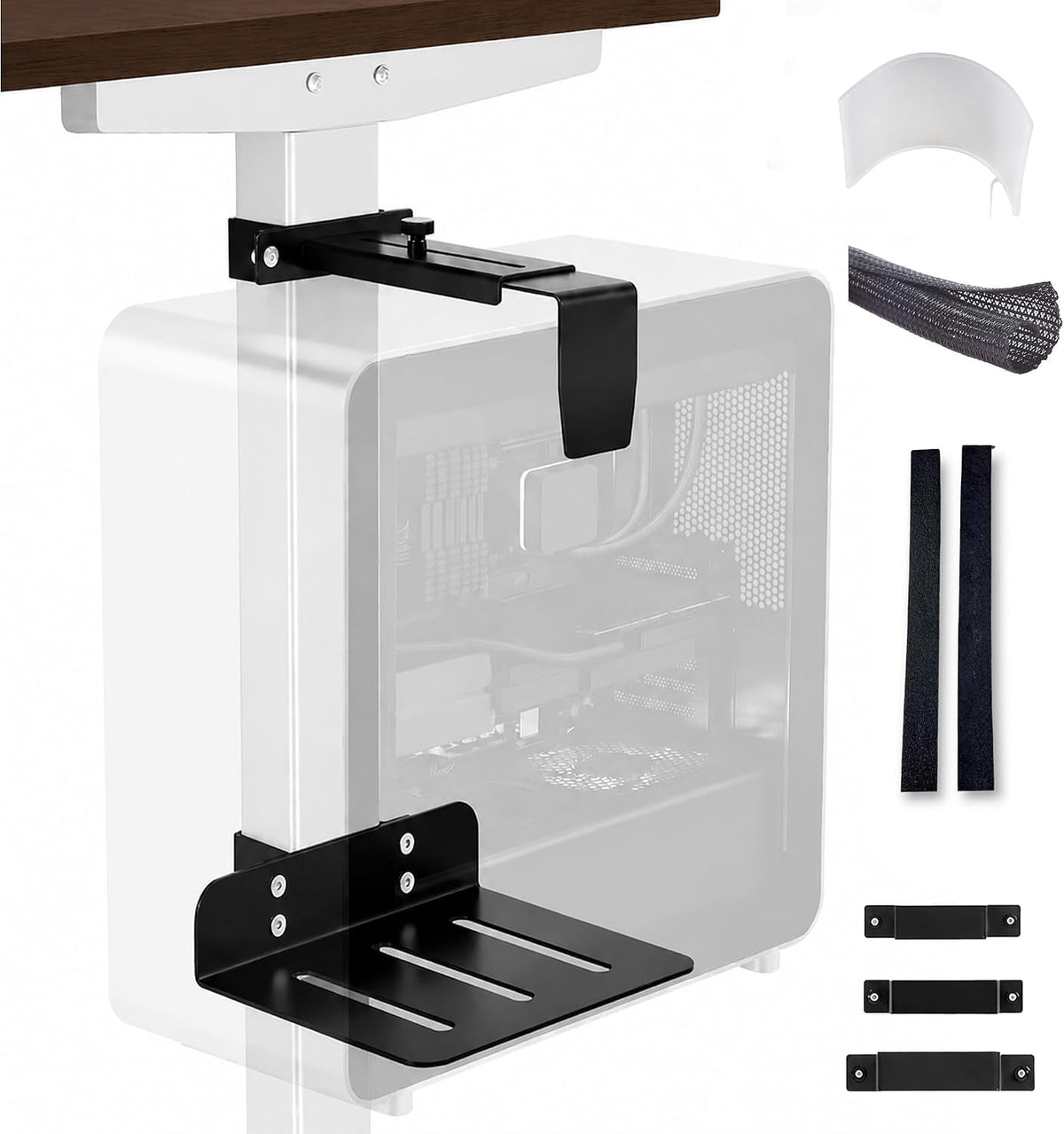 Adjustable No Drill Under Desk PC Mount Stand, 50lb Capacity by DEHA GLOBAL