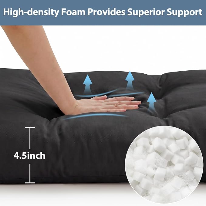 42 Inch Bench Cushions for Indoor Furniture | Super Soft Rectangle Bench seat Cushion Pad with Non-Slip Bottom, Waterproof Bench Pad for Window Porch(Black, 42x16x4.5In) - Image 2