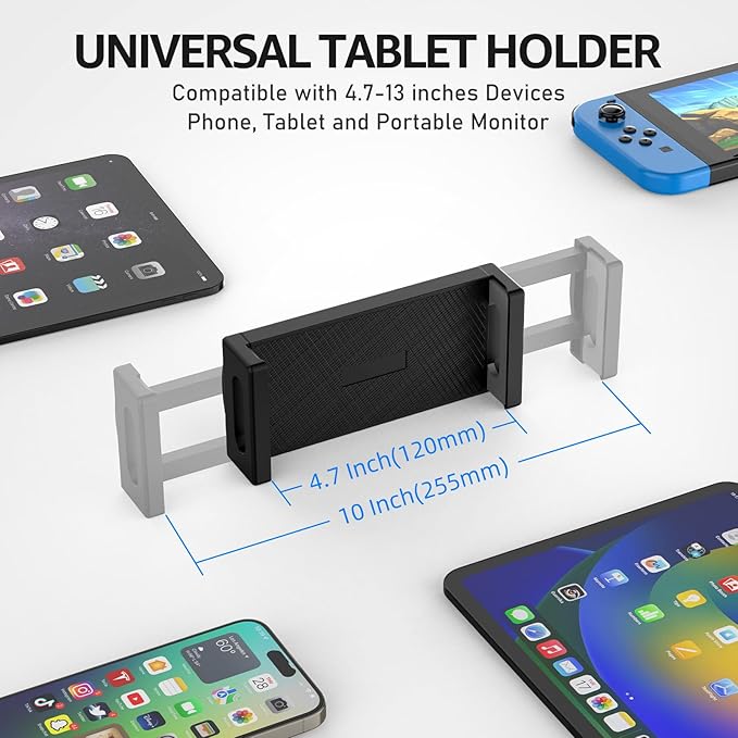 Dual Arm Tablet Wall Mount Ipad Holder, 4.7-13" | 360° Rotation Adjustable, Aluminum Extendable Arm, For iPad mini/Air/Pro/Galaxy Tab/Kindle, Kitchen Home Office - Image 7