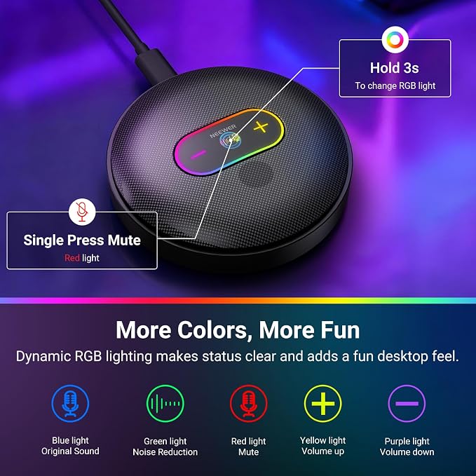 NEEWER UM04 USB Microphone, AI Cancelling Desktop Omnidirectional Condenser Mic with 48KHz/24Bit Mute for Online Meeting Recording Skype Teaching Windows Computer Laptop PC Mac Phone (Not Speaker) - Image 4
