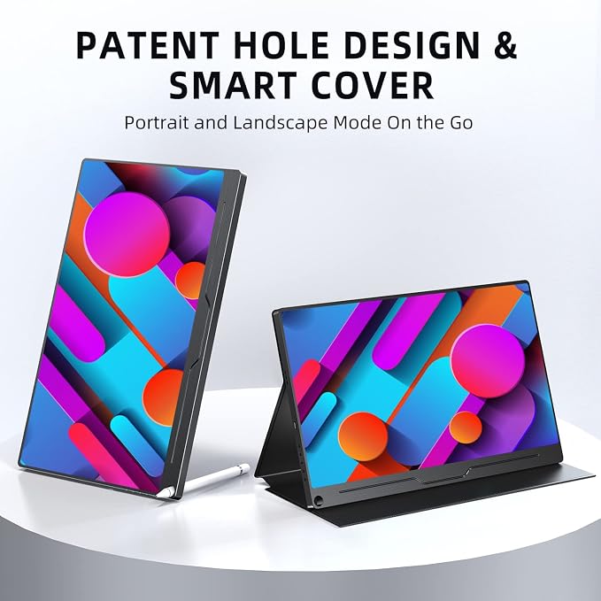 UPERFECT Portable Monitor, 15.6" IPS 1920X1080 FHD Eye Care Travel Screen | USB C, HDMI, Dual Speaker, VESA, Gaming Monitor, External Monitor for Laptop PC Phone w/Case - Image 6