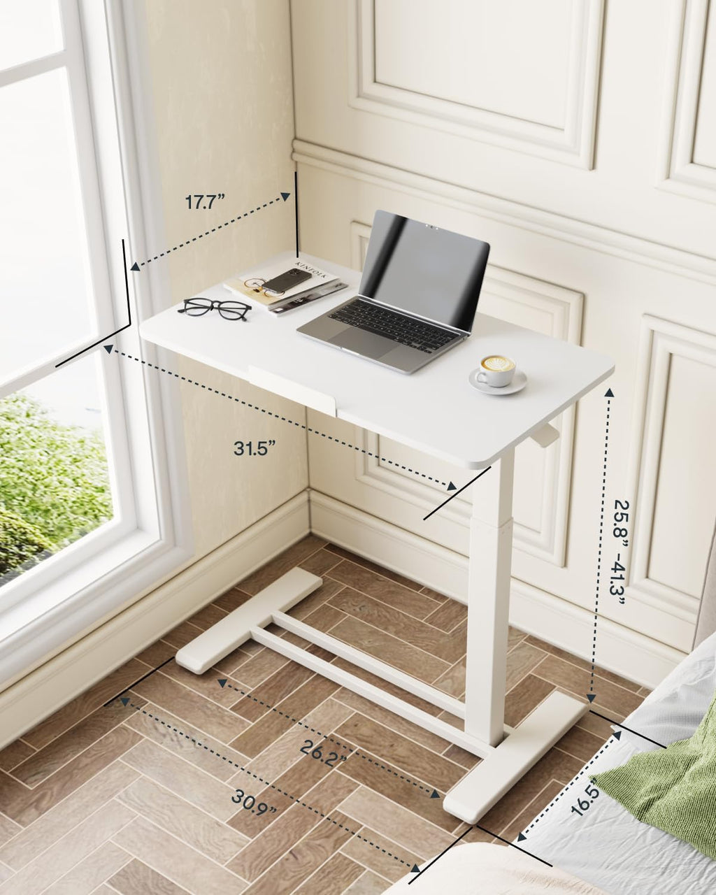 FLEXISPOT H7 PRO 90° Tiltable Mobile Overbed Table with Pneumatic Lift,32'' - Image 7