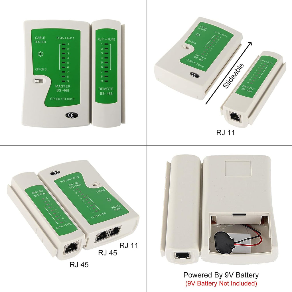 RJ45 Crimp Tool Kit with Network Cable Tester All-in-One Pass Through Ethernet Crimper Stripper Cutter for Cat7/Cat6/Cat5 Telephone Connectors Network Enthernet with Cat6 RJ45 Connectors Boots - Image 6