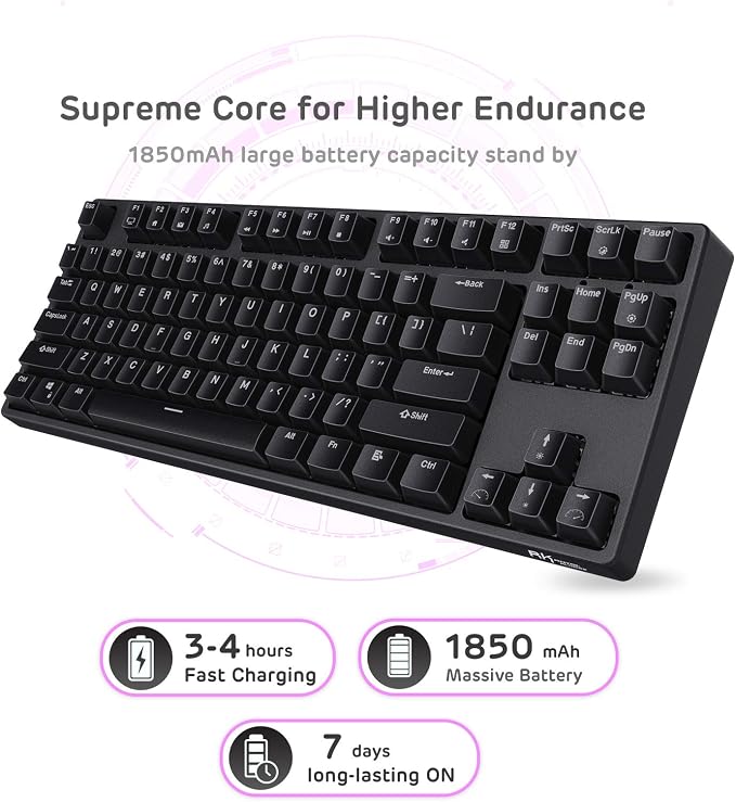 RK ROYAL KLUDGE RK87 Sink87G RGB 80% Mechanical Keyboard, Wireless 2.4G Tenkeyless Mechanical Keyboard with Programmable Software, 87 Keys, Tactile Brown Switches | 87 Keys Wireless 2.4G Tenkeyless Gaming Keyboard with Programmable Software, No Numbpad... - Image 7