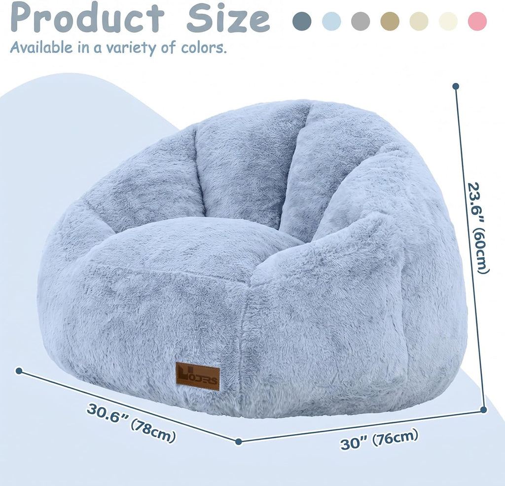 Bean Bag Chair for Kids, Cozy Fluffy Beanbag Chairs with Filler for Teens and Kids, Floor Lazy Sofa for Living Room, Gaming & Reading(S-Light Blue) - Image 2