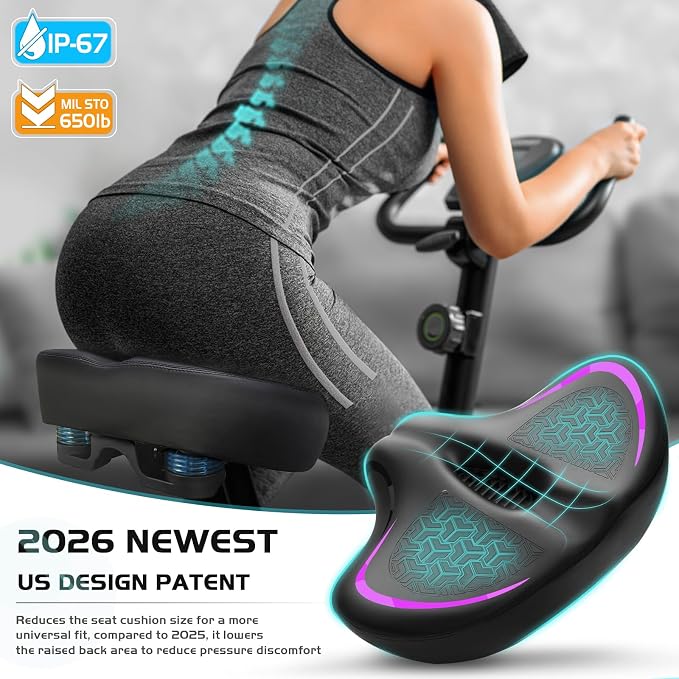 Noseless Bike Seat Cushion for Men & Women - Extra Padding & Comfort Wide Bicycle Seat, Oversized Comfortable Saddle for Peloton Bikes, Exercise Bikes, Electric Bikes, Cruiser Bikes - Image 3