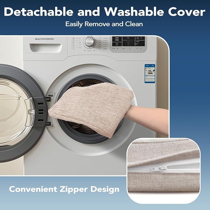 Chair Cushions for Dining Chairs, Non Slip Chair Pads with Ties and Washable Covers, Memory Foam Kitchen Chair Cushions Set of 6, 16"X16"X2.5", Oatmeal Beige - Image 4