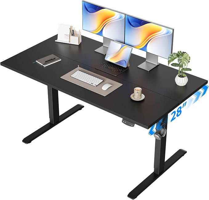Agilestic 48 * 28 Inch Height Adjustable Electric Standing Desk, Black | Sit Stand Up Computer Desk, Extra Wide desktop, Memory Presets, Stable Steel Frame,154 lbs, Easy Assembly, Splice Board by Agilestic