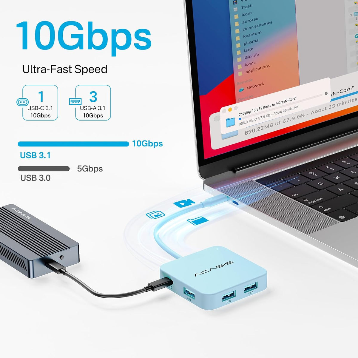 ACASIS USB C Hub 10Gbps, USB C to 4K 60Hz HDMI Adapter for Laptop/MacBook - Image 3